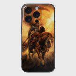 Чехол для iPhone 16 Pro силиконовый с защитой камеры Богатырь с копьем