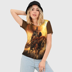 Женская футболка 3D Slim Богатырь с копьем - фото 2