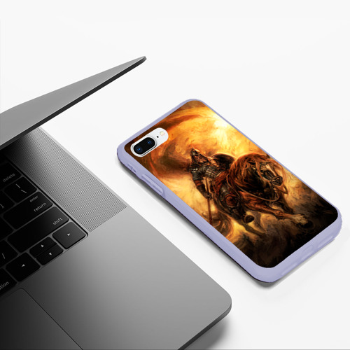 Чехол для iPhone 7Plus/8 Plus матовый Богатырь с копьем, цвет светло-сиреневый - фото 5