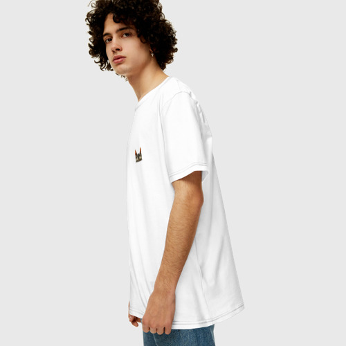 Мужская футболка хлопок Oversize Кот в кармашке, цвет белый - фото 5