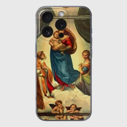 Чехол для iPhone 16 Pro силиконовый с защитой камеры Рафаэль - Сикстинская мадонна