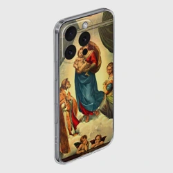 Чехол для iPhone 16 Pro силиконовый с защитой камеры Рафаэль - Сикстинская мадонна - фото 2