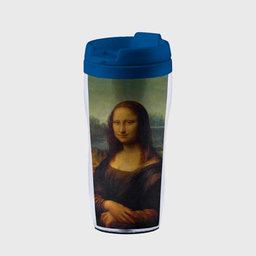 Термокружка-непроливайка Леонардо да Винчи - Мона Лиза, цвет синий