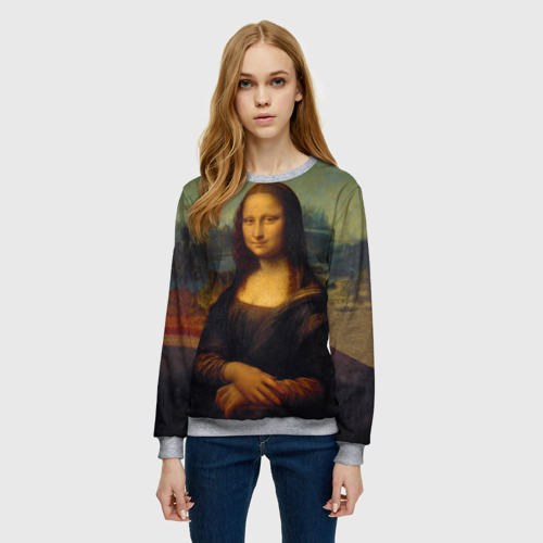 Женский свитшот 3D с принтом Леонардо да Винчи - Мона Лиза, фото на моделе #1