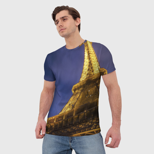 Мужская футболка 3D Эйфелева башня, цвет 3D печать - фото 3