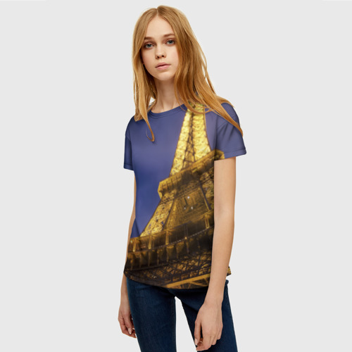 Женская футболка 3D Эйфелева башня, цвет 3D печать - фото 3