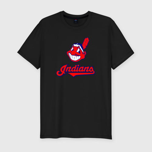 Мужская футболка хлопок Slim Cleveland Indians, цвет черный