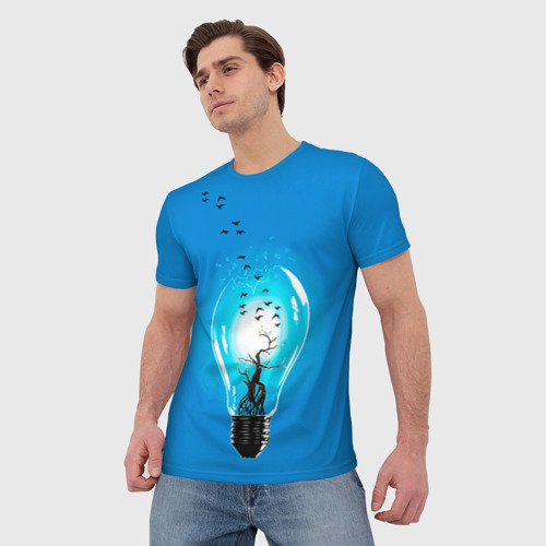 Мужская футболка 3D Лампочка, цвет 3D печать - фото 3
