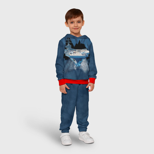 Детский костюм с толстовкой 3D Авианосец, цвет красный - фото 3
