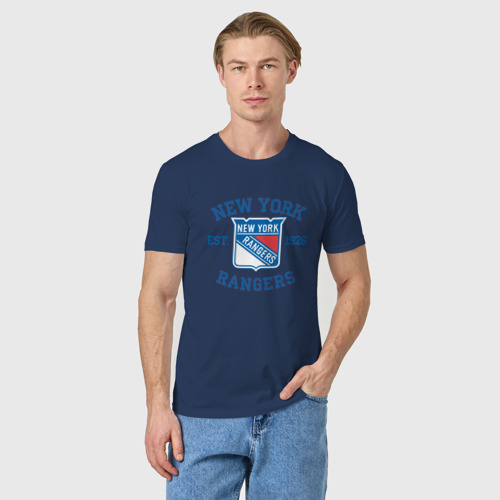 Мужская футболка хлопок New York Rengers, цвет темно-синий - фото 3