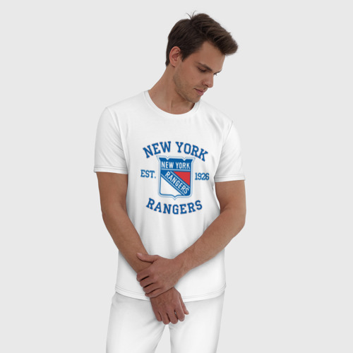 Мужская пижама хлопок New York Rengers, цвет белый - фото 3