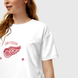 Женская футболка хлопок Oversize Detroit red wings - фото 2