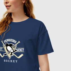 Женская футболка хлопок Oversize Pittsburgh Penguins - фото 2