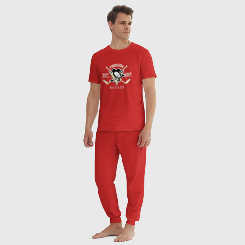 Мужская пижама хлопок Pittsburgh Penguins, цвет красный - фото 5