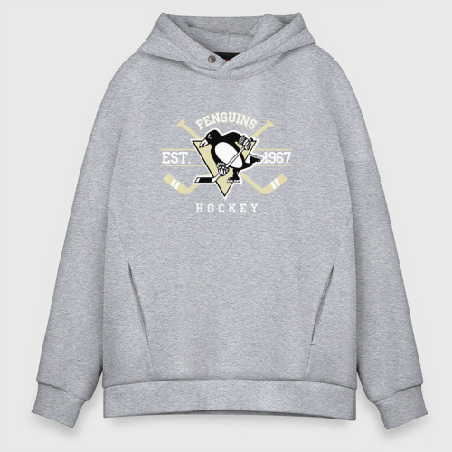 Мужское худи Oversize хлопок Pittsburgh Penguins, цвет меланж