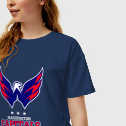Женская футболка хлопок Oversize Washington Capitals - фото 2