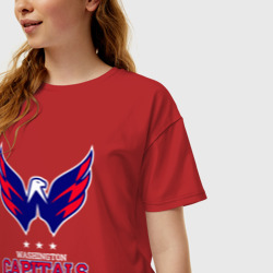 Женская футболка хлопок Oversize Washington Capitals - фото 2