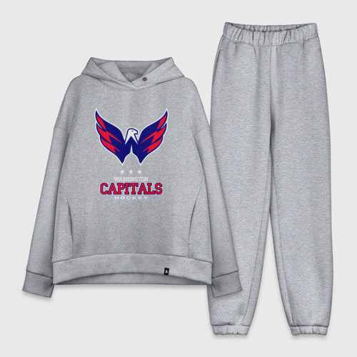 Женский костюм хлопок Oversize Washington Capitals, цвет меланж