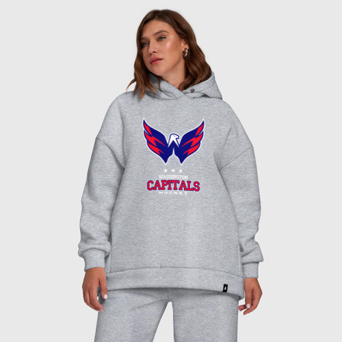 Женский костюм хлопок Oversize Washington Capitals, цвет меланж - фото 5