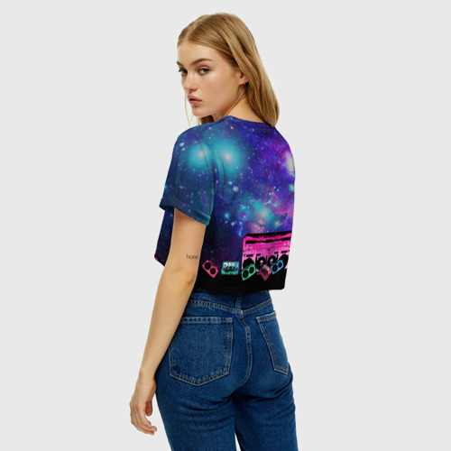 Женская футболка Crop-top 3D Spaсe rave, цвет 3D печать - фото 5