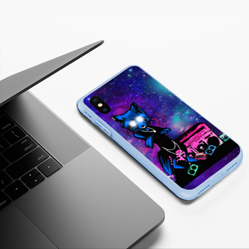 Чехол для iPhone XS Max матовый Spaсe rave, цвет голубой - фото 5