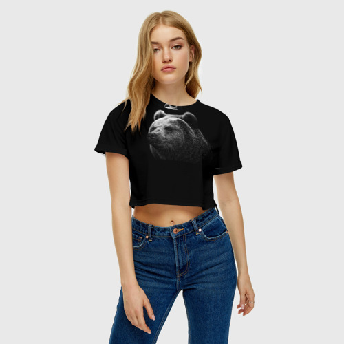 Женская футболка Crop-top 3D Мишка, цвет 3D печать - фото 3
