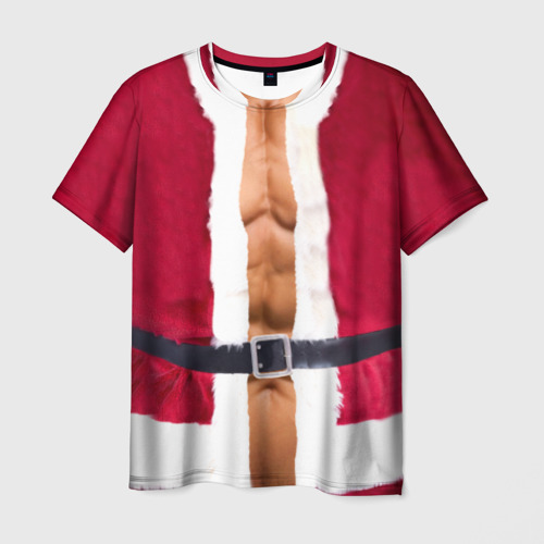 Мужская футболка с принтом Костюм Деда Мороза, вид спереди №1