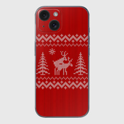 Чехол для iPhone 15 силиконовый с защитой камеры Свитер с оленями