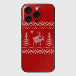 Чехол для iPhone 16 Pro силиконовый с защитой камеры Свитер с оленями
