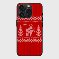 Чехол силиконовый для Apple iPhone 15 Pro Мax матовый Свитер с оленями