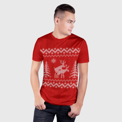 Мужская футболка 3D Slim Свитер с оленями - фото 2