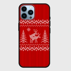 Чехол для iPhone 14 Pro Max Свитер с оленями