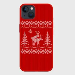 Чехол для iPhone 14 Свитер с оленями