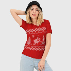 Женская футболка 3D Slim Свитер с оленями - фото 2