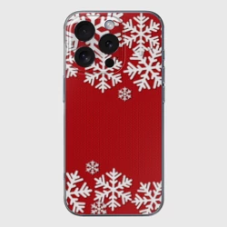 Чехол для iPhone 16 Pro Max силиконовый с защитой камеры Снежинки