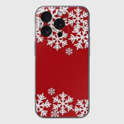 Чехол для iPhone 16 Pro силиконовый с защитой камеры Снежинки