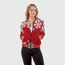 Женский бомбер 3D Снежинки - фото 2
