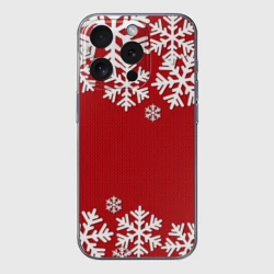 Чехол для iPhone 15 Pro силиконовый с защитой камеры Снежинки