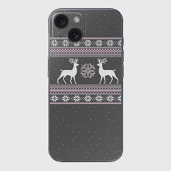 Чехол для iPhone 15 силиконовый с защитой камеры Свитер с оленями