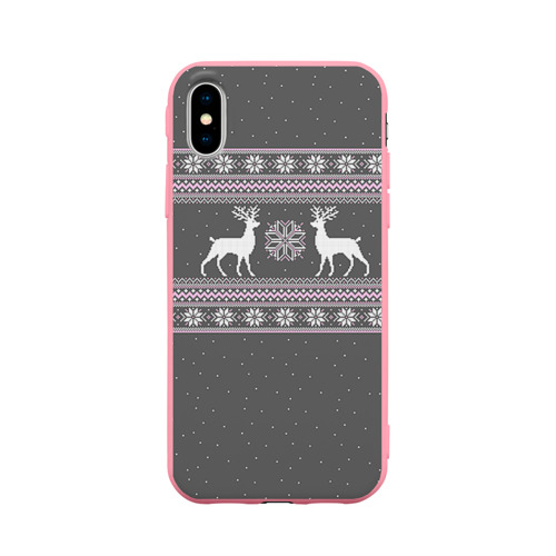 Чехол для Apple iPhone X силиконовый матовый Свитер с оленями Фото 01 Чехол для Apple iPhone X силиконовый матовый Свитер с оленями Фото 01