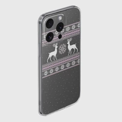 Чехол для iPhone 15 Pro силиконовый с защитой камеры Свитер с оленями - фото 2