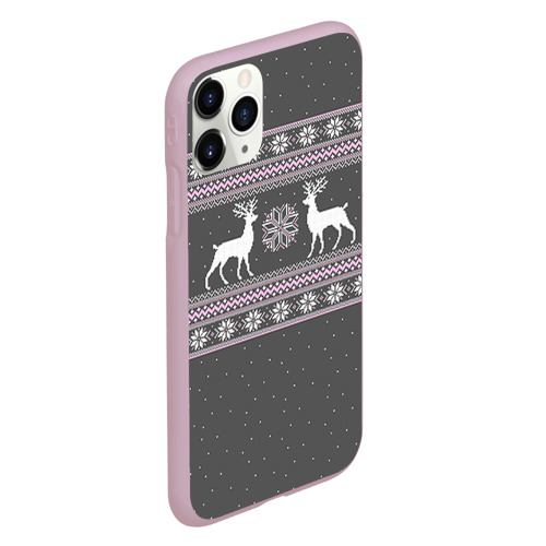 Чехол для iPhone 11 Pro матовый Свитер с оленями, цвет розовый - фото 3