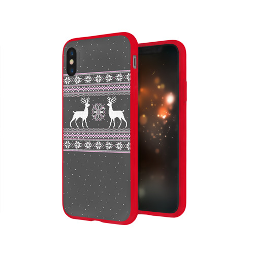 Чехол для Apple iPhone X силиконовый глянцевый Свитер с оленями Фото 01 Чехол для Apple iPhone X силиконовый глянцевый Свитер с оленями Фото 01