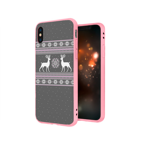 Чехол для Apple iPhone X силиконовый матовый Свитер с оленями Фото 01 Чехол для Apple iPhone X силиконовый матовый Свитер с оленями Фото 01