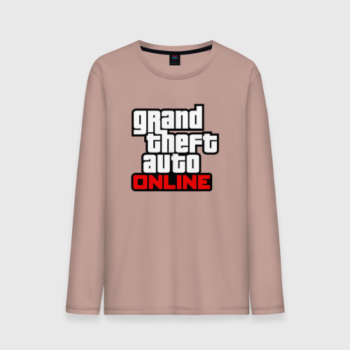 Мужской лонгслив хлопок с принтом Grand Theft Auto Online, вид спереди #2