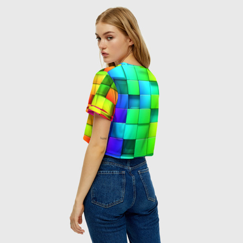 Женская футболка Crop-top 3D Кубики, цвет 3D печать - фото 5