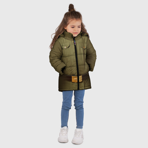 Зимняя куртка для девочек 3D Солдатская форма, цвет светло-серый - фото 5