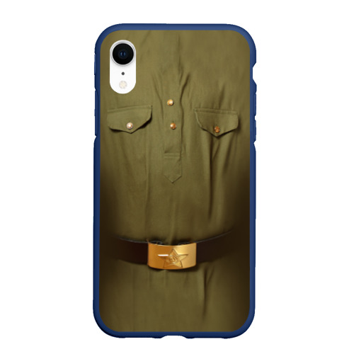 Чехол для iPhone XR матовый Солдатская форма, цвет темно-синий