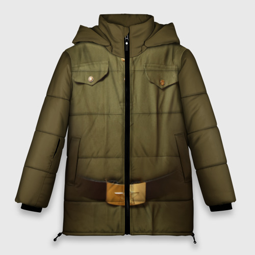 Женская зимняя куртка Oversize Солдатская форма, цвет светло-серый