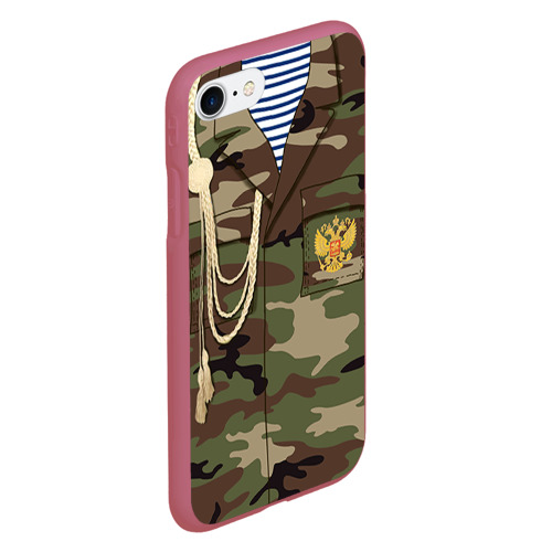 Чехол для iPhone 7/8 матовый Армейская форма, цвет малиновый - фото 3